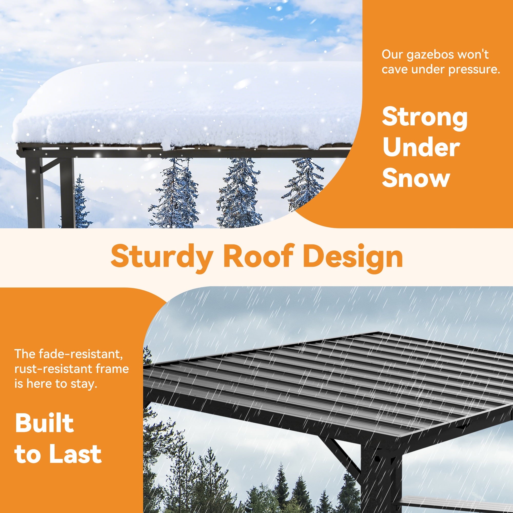 Covered Outdoor 6' x 12' Cedar Wood Gazebo with Hardtop Slope Roof,Permanent Grill Gazebo for Outdoor Backyard Brown