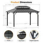 Modern Shade Horizon 10'x14' Hard Top Gazebo W/ Solar LED light