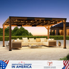 Modern Shade Supreme Cedar Wood Gazebo 12' x 16' with Hardtop Slope Roof, Wooden Grill Gazebo with Durable and Rot-Resistant, Supports Snow Loads and High Wind Speeds