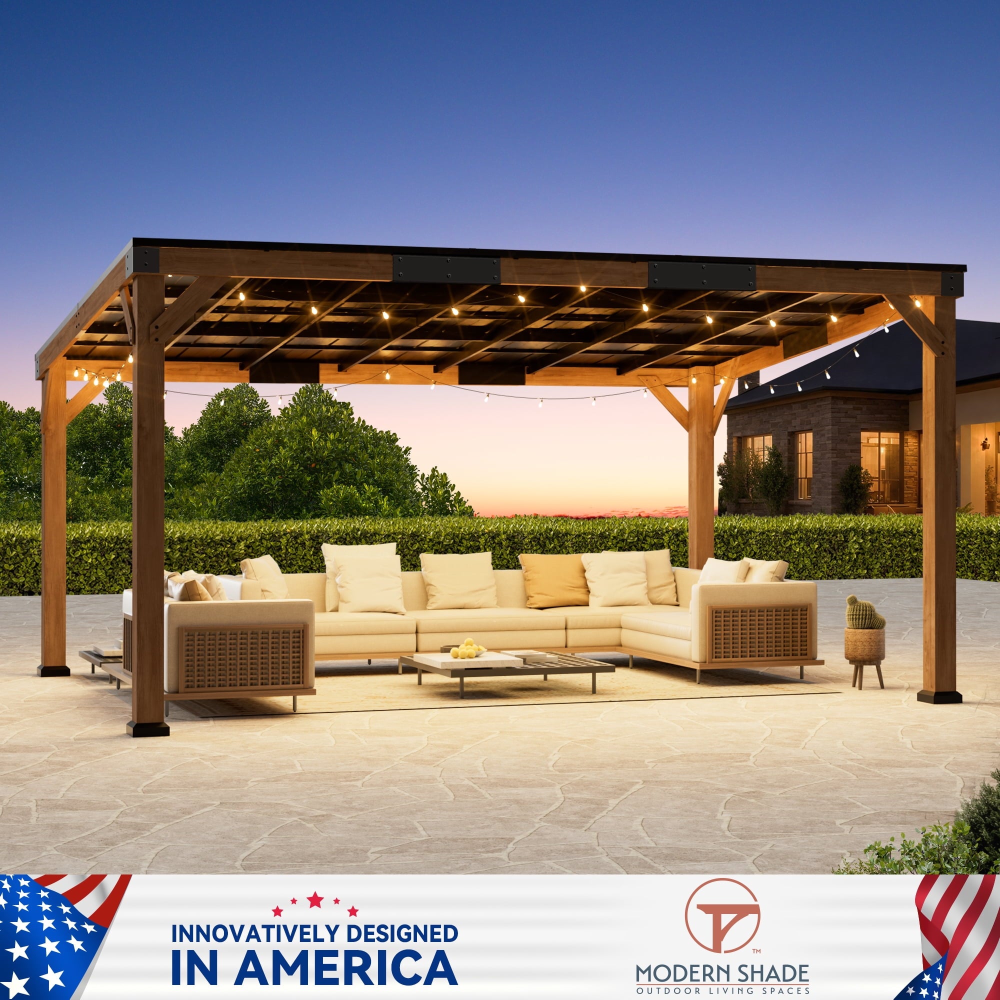 Modern Shade Supreme Cedar Wood Gazebo 12' x 16' with Hardtop Slope Roof, Wooden Grill Gazebo with Durable and Rot-Resistant, Supports Snow Loads and High Wind Speeds