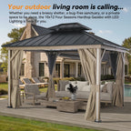 Modern Shade 10' x 12' Hardtop Patio Gazebo with LED Strip Light