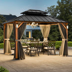 FONA 10'x12' Hard Top Gazebo W/ Solar LED light