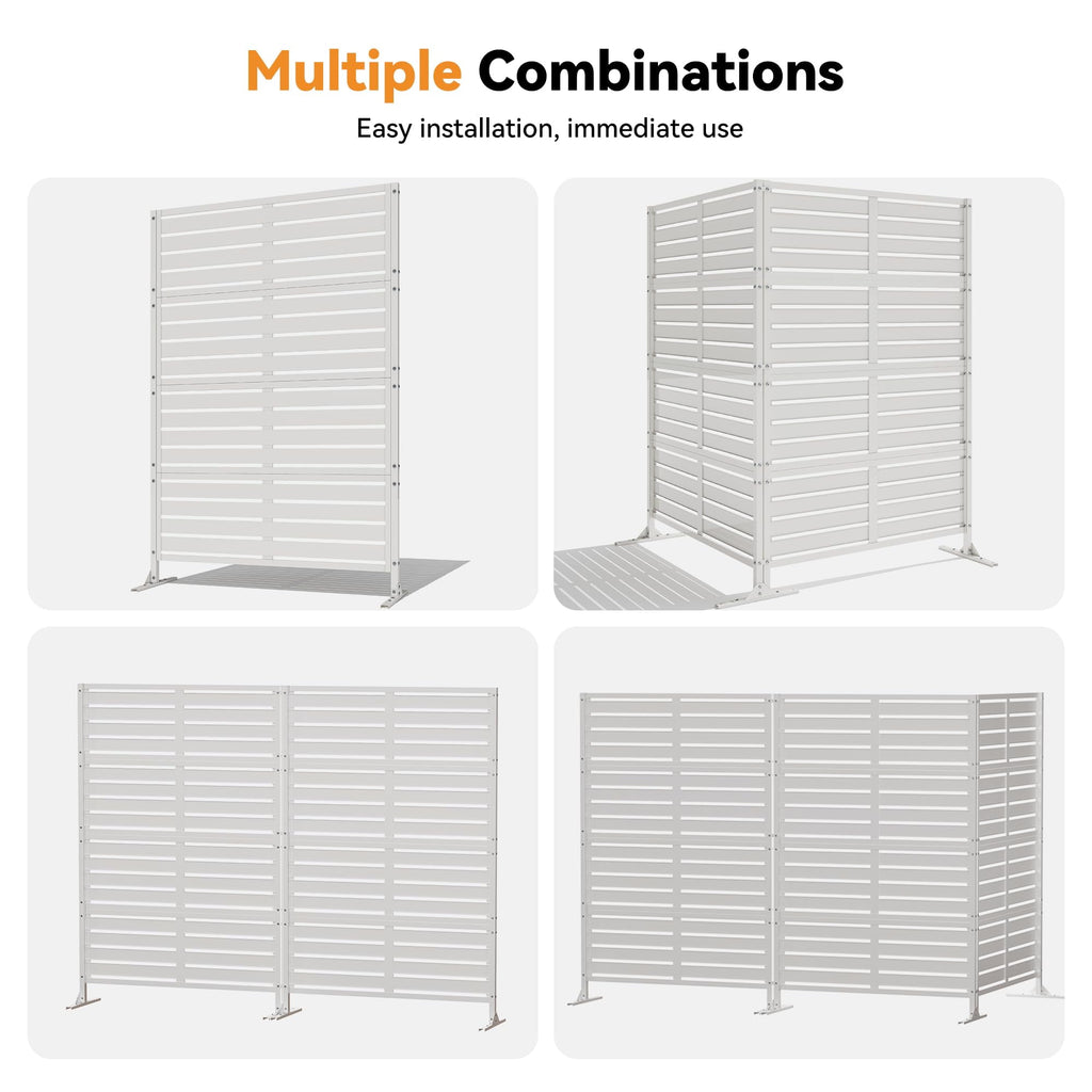 Modern Shade 72"x48" Freestanding Privacy Panel - White Decorative Screen for Patio/Deck Privacy & Space Division