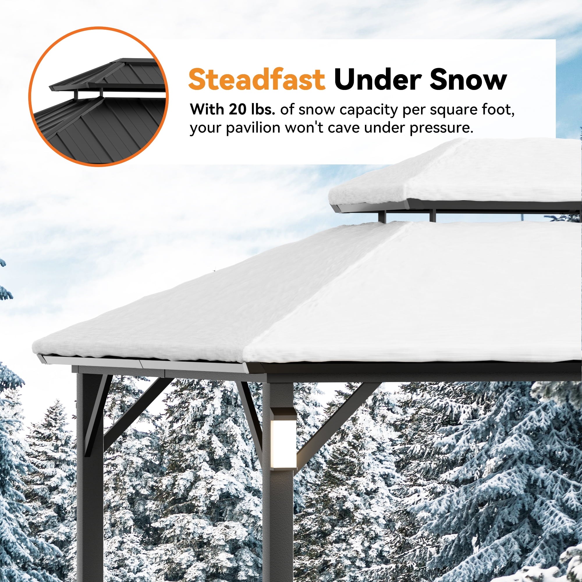 Modern Shade Horizon 10'x14' Hard Top Gazebo W/ Solar LED light