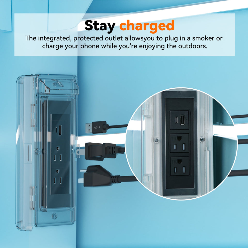 FONA Outdoor Gazebo 8' x 8', Grill Gazebo with USB Charging Socket and Hooks, Patio Gazebo with 2 open sides, Galvanized Steel Pavilion for Swimming pool, Backyard, BBQ, Party