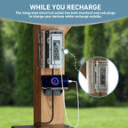 FONA 6'x8' Cedar Wood Grill Gazebo with Shelves,Paper Towel Holder,Steel Roof & USB Charging Ports