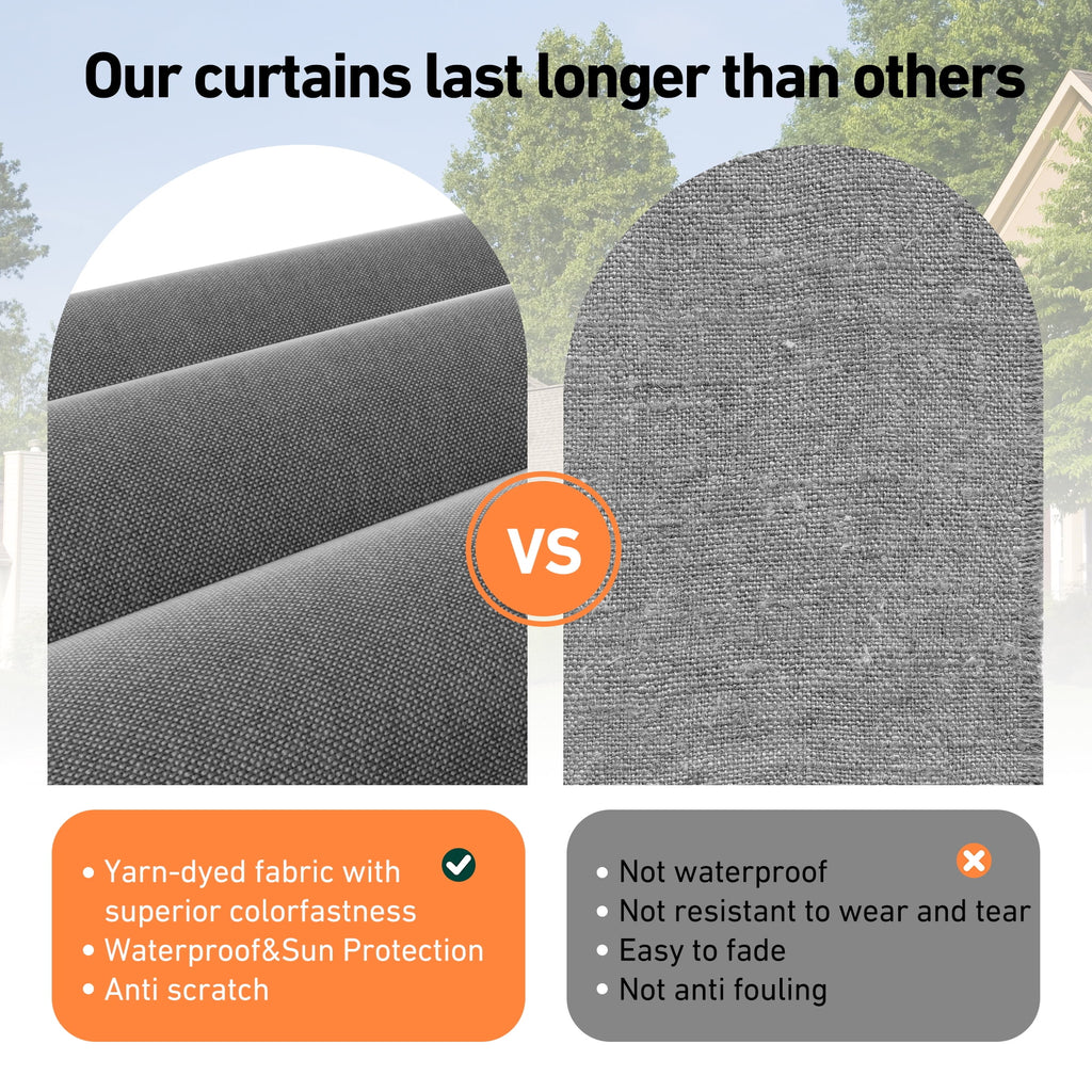 Modern Shade 10‘x12’ Pergola Privacy Curtains Mosquito Net Universal Replacement 6 Panel Sidewalls for Outdoor Louvered Gray