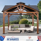 Modern Shade 12'x12' Cedar Hardtop Gazebo - Weatherproof Steel Roof, Permanent Outdoor Structure with FSC-Certified Wood Frame & Rust-Resistant Hardware