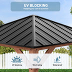 FONA 10'x10' Tranquil Grove Cedar Wood Grill Gazebo with Galvanized Steel Hardtop Roof for Backyard