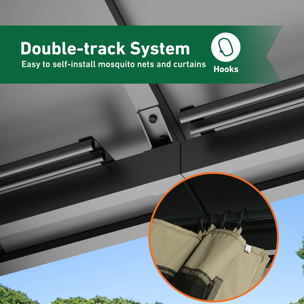 FONA 8'x8' Hardtop Gazebo with Steel Roof & Curtains,All-Weather Metal Pavilion for Patio,Backyard