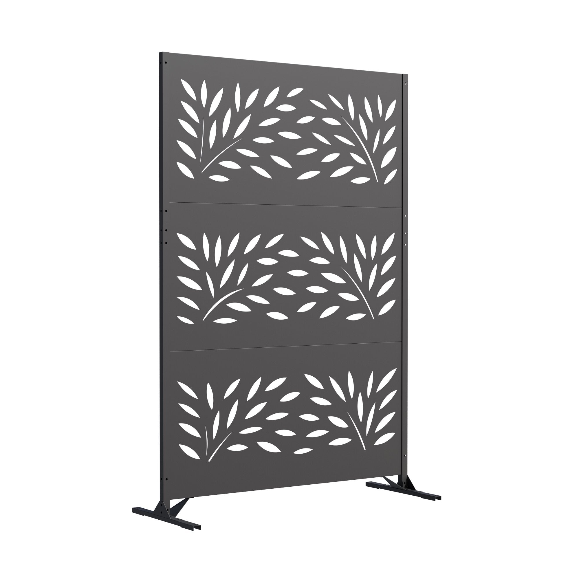 Modern Shade 74"Hx19"W Metal Privacy Screen - Black Freestanding Outdoor Fence Panel for Privacy/Space Division
