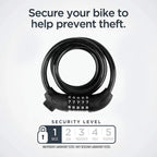 Covered Outdoor 4ft Resettable Combination Bike Lock | 4-Digit Secure Cable Lock for Bicycles, Outdoor Use (Black)