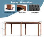Modern Shade Aurora 10’x20‘ Louvered Pergola with USB Port, Netting Curtains, Drainage System, Steel Frame & Easy Assembly - Wood Grain Design