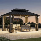 Modern Shade Horizon 10'x14' Hard Top Gazebo W/ Solar LED light