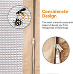 Modern Shade 10‘x12’ 4-Panel Mosquito Net with Zipper Closure for Gazebo & Canopy Replacement