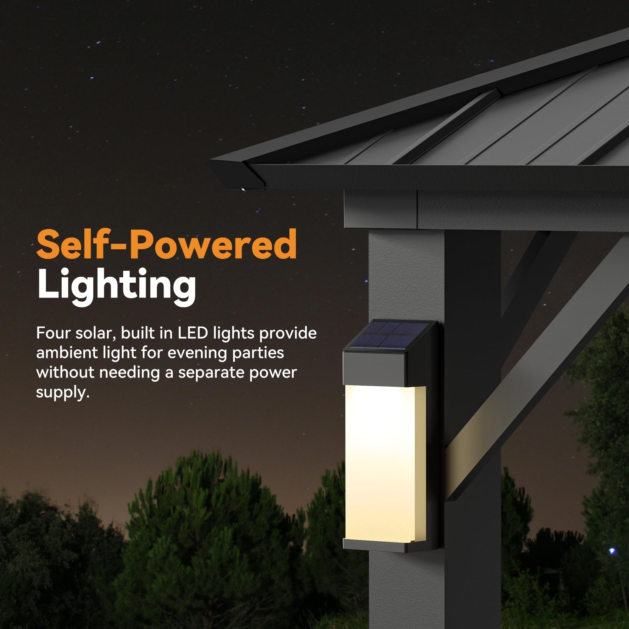 Modern Shade 12'x14' Hard Top Gazebo W/ Solar LED light