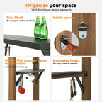 Modern Shade 6'x8' Cedar Bbq Gazebo with Galvanized Steel Roof, Tool Shelves & Dual USB Ports Grill Shelter with Paper Towel Holder for Patio/Backyard