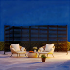 Modern Shade 72" Hx48" W Metal Privacy Screen Freestanding Outdoor Fence Panel for Privacy Space Division- Black