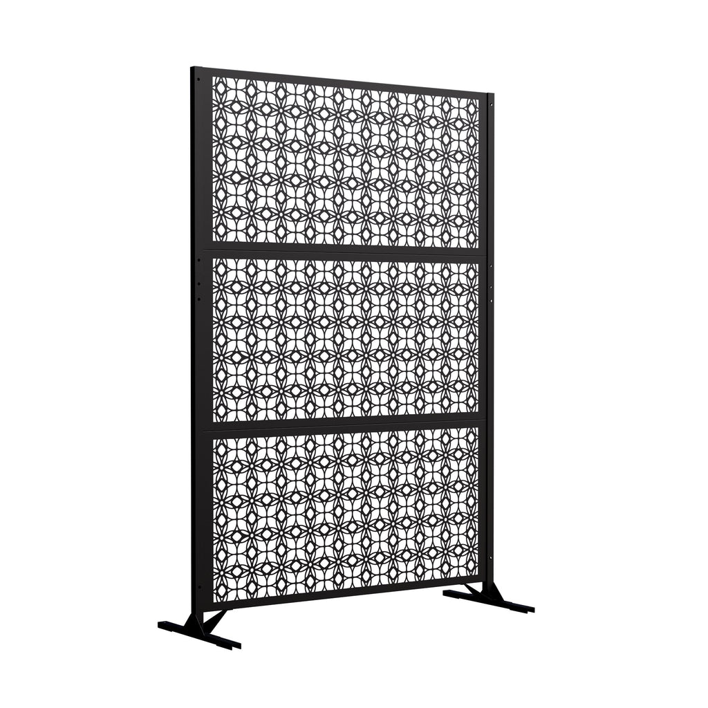 Modern Shade 74"Hx19"W Metal Privacy Screen - Black Freestanding Outdoor Fence Panel for Privacy/Space Division
