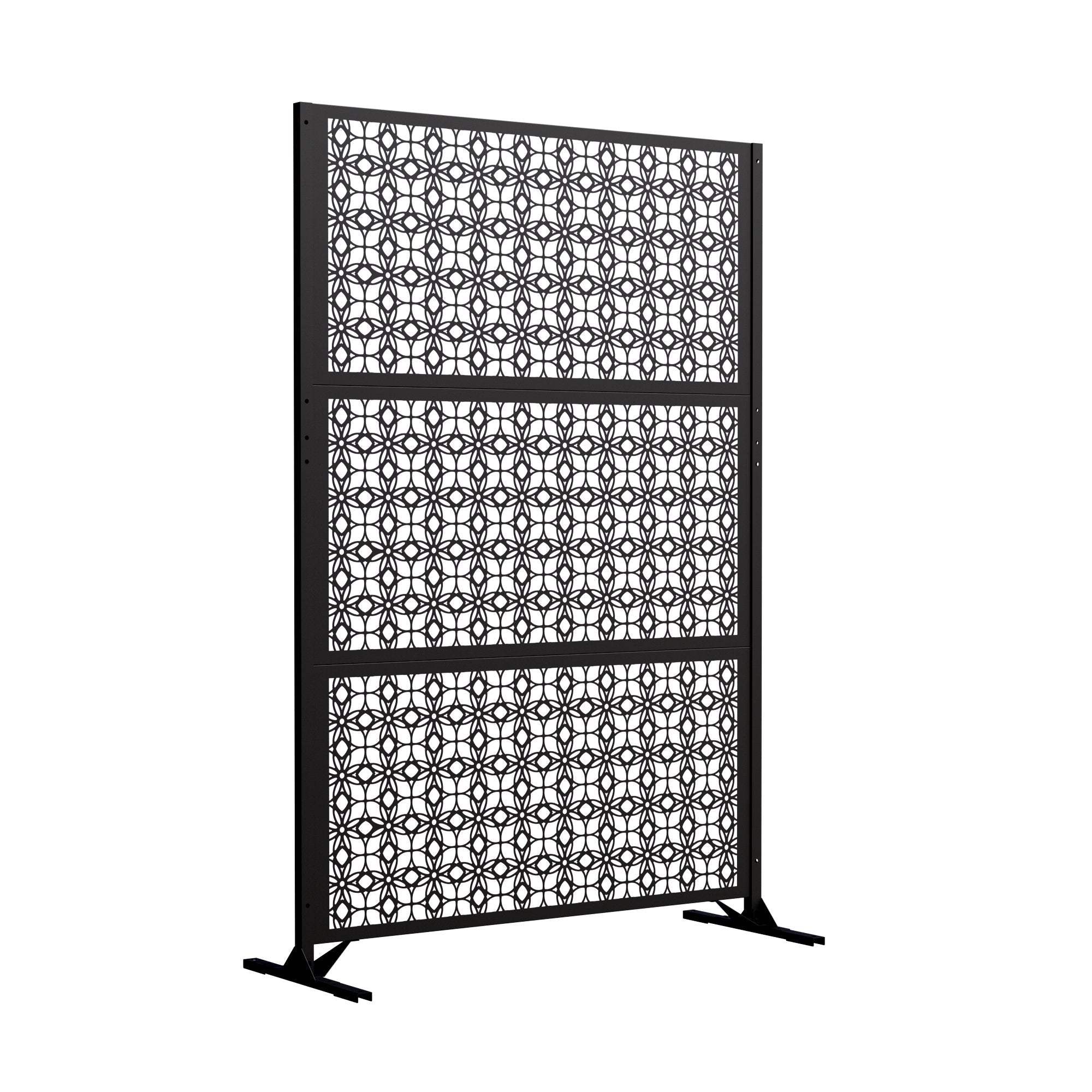 Modern Shade 74"Hx19"W Metal Privacy Screen - Black Freestanding Outdoor Fence Panel for Privacy/Space Division
