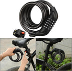 Covered Outdoor 4ft Resettable Combination Bike Lock | 4-Digit Secure Cable Lock for Bicycles, Outdoor Use (Black)