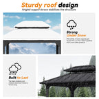 Modern Shade 6‘x 8‘ Gazebo featuring rustproof steel roof, practical storage shelves and lighting hook weather-resistant for backyard bbqs Black