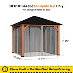 Modern Shade 10'x10' Gazebo Replacement Kit - 4-Panel Zippered Privacy Curtains & 480D Mesh Netting Set, UV-Resistant Polyester Khaki