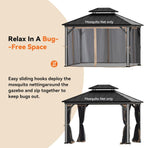 FONA Gazebo Mosquito Netting Replacement Universal 4-Panel Sidewalls 10' x 12', Outdoor Gazebo Mosquito Nettings with Double Zipper, Replacement for Patio Canopy, Garden