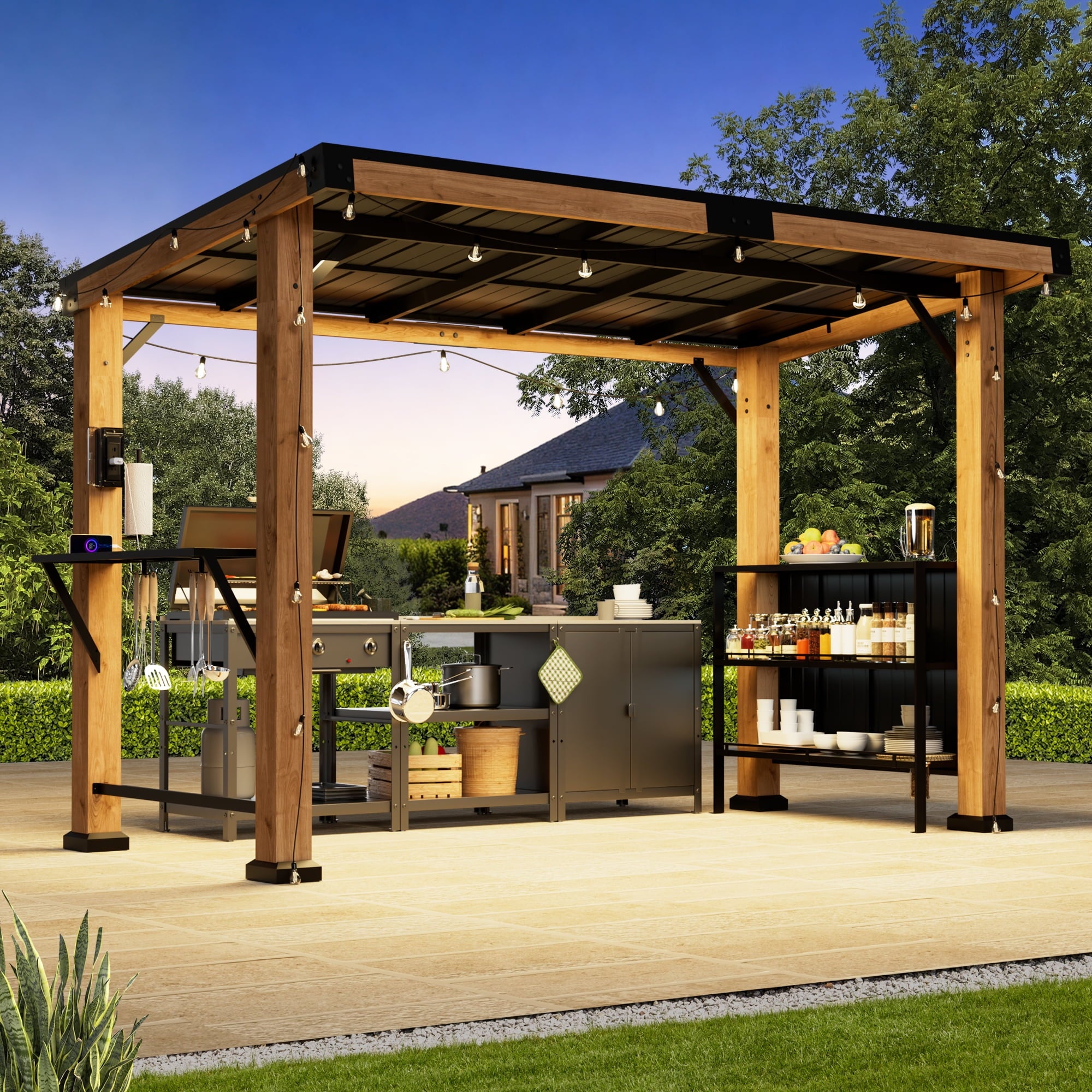 FONA Woodberry 6'x12' Cedar Framed Hard Top Gazebo