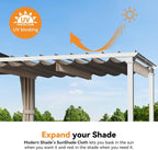 ModernShade 10'x20' Pergola Hybrid Gazebo with Adjustable Shade Fabric,Hardtop Roof,Privacy Curtains,Black and White