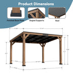 Modern Shade 10' x 12' Cedar Wood Hardtop Gazebo, Rot-Resistant Grill Shelter for Backyard or Deck