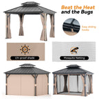 Modern Shade 10' x 12' Hardtop Gazebo, Galvanized Steel Roof and Aluminum Frame
