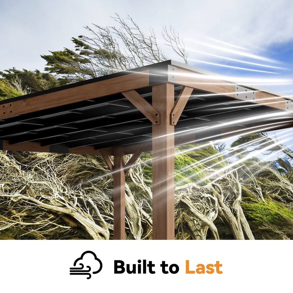 Modern Shade Supreme Cedar Wood Gazebo 12' x 16' with Hardtop Slope Roof, Wooden Grill Gazebo with Durable and Rot-Resistant, Supports Snow Loads and High Wind Speeds