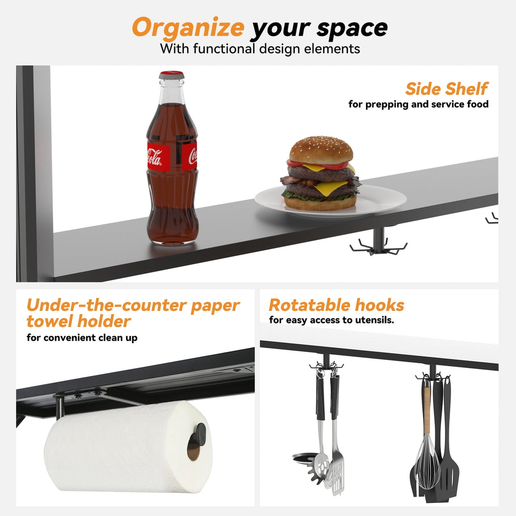 Modern Shade 6‘x 8‘ Gazebo featuring rustproof steel roof, practical storage shelves and lighting hook weather-resistant for backyard bbqs Black