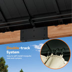 Modern Shade 12’x24‘ Cedar Grill Gazebo with Steel Hardtop Roof for Backyard & Garden Brown