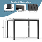 FONA 10'x10' Aluminum Louvered Pergola, Adjustable Roof, USB Charging, Black for Patio