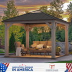 Modern Shade 11‘x11’ Cedar Hardtop Gazebo Galvanized Steel Frame Polycarbonate Roof Backyard Garden Deck