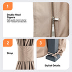 Modern Shade 10‘x12’ Pergola Privacy Curtains and Zippered Mosquito Netting Universal 6-Panel Replacement Sidewalls Khaki