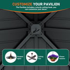 FONA 12' x 24' Hardtop Gazebo with LED Lights, Double Roof & Curtains