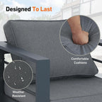 Modern Shade 7-Pc Aluminum Patio Sectional Set w/Tempered Glass Table - Weatherproof Outdoor Sofa for Garden, Balcony, Porch